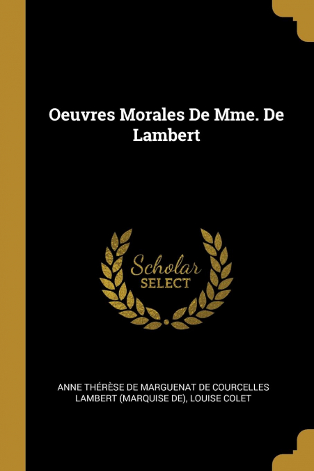 OEUVRES MORALES DE MME. DE LAMBERT