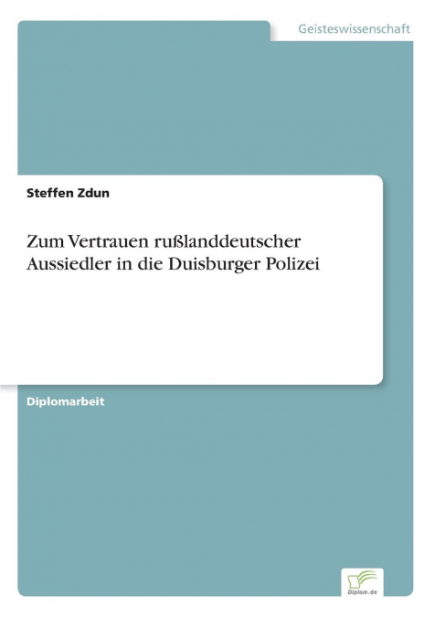 ZUM VERTRAUEN RULANDDEUTSCHER AUSSIEDLER IN DIE DUISBURGER