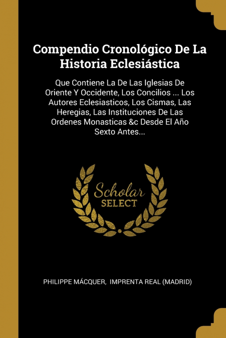 COMPENDIO CRONOLOGICO DE LA HISTORIA ECLESIASTICA