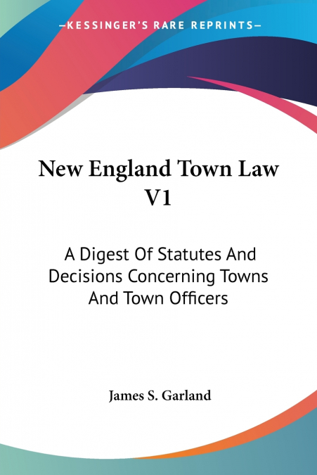 NEW ENGLAND TOWN LAW V1