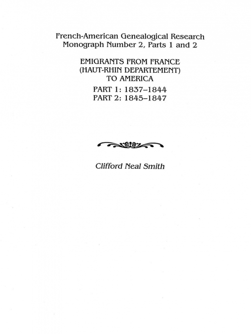 EMIGRANTS FROM FRANCE (HAUT-RHIN DEPARTMENT) TO AMERICA. PAR