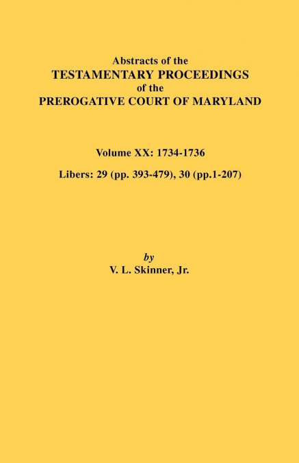 ABSTRACTS OF THE BALANCE BOOKS OF THE PREROGATIVE COURT OF M