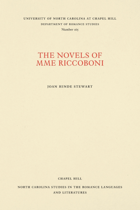 THE NOVELS OF MME RICCOBONI