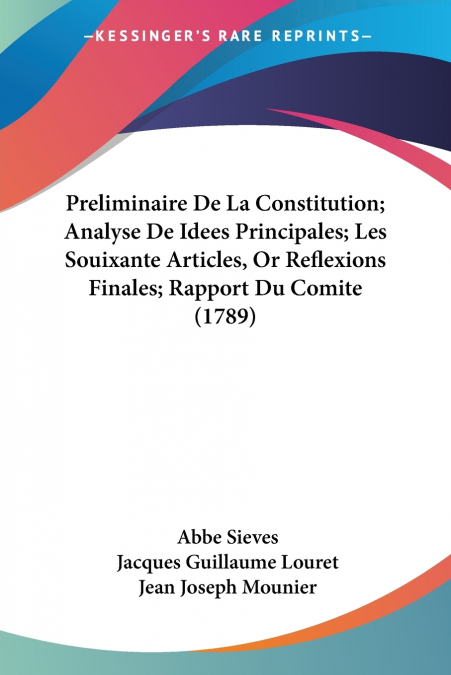 PRELIMINAIRE DE LA CONSTITUTION, ANALYSE DE IDEES PRINCIPALE