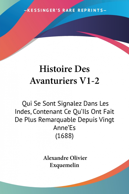 HISTOIRE DES AVANTURIERS V1-2