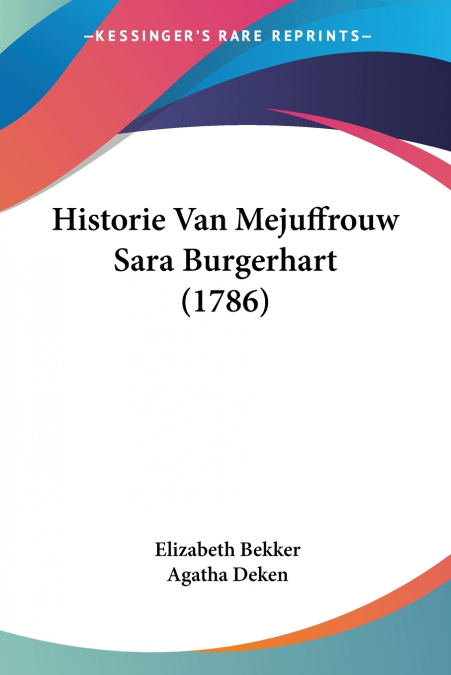HISTORIE VAN MEJUFFROUW SARA BURGERHART (1786)