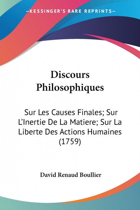 DISCOURS PHILOSOPHIQUES