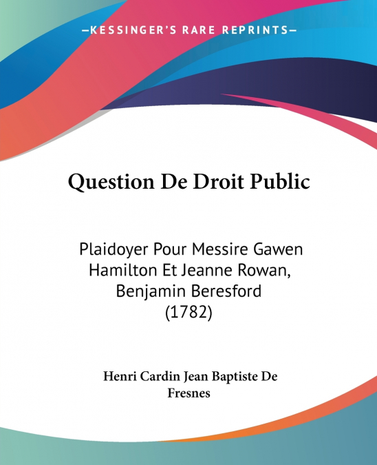 QUESTION DE DROIT PUBLIC