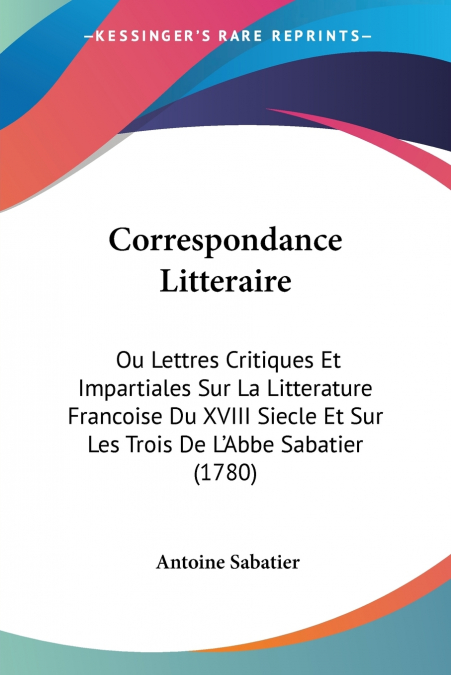 CORRESPONDANCE LITTERAIRE