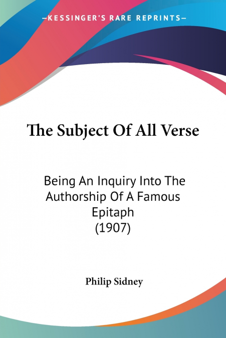 THE SUBJECT OF ALL VERSE