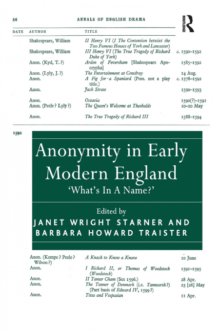ANONYMITY IN EARLY MODERN ENGLAND