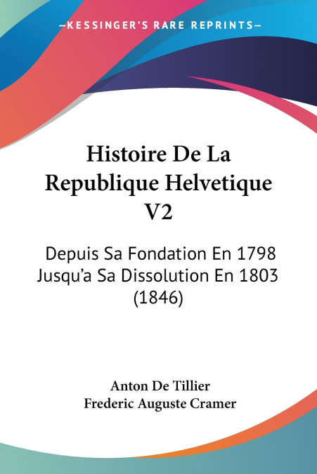 HISTOIRE DE LA REPUBLIQUE HELVETIQUE V2