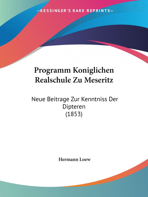 PROGRAMM KONIGLICHEN REALSCHULE ZU MESERITZ