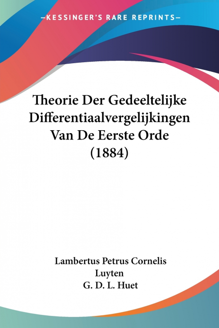THEORIE DER GEDEELTELIJKE DIFFERENTIAALVERGELIJKINGEN VAN DE