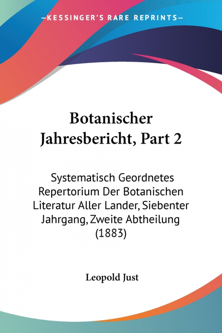 BOTANISCHER JAHRESBERICHT, PART 2