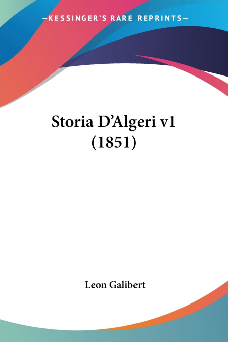 STORIA D?ALGERI V1 (1851)