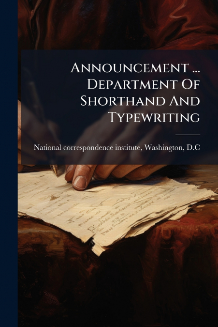 ANNOUNCEMENT ... DEPARTMENT OF SHORTHAND AND TYPEWRITING