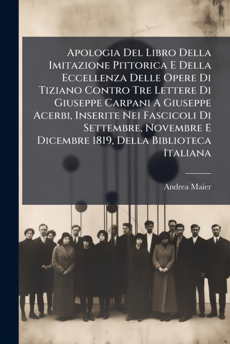 APOLOGIA DEL LIBRO DELLA IMITAZIONE PITTORICA E DELLA ECCELL
