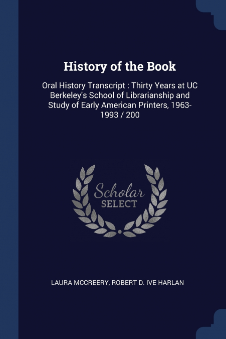 HISTORY OF THE BOOK