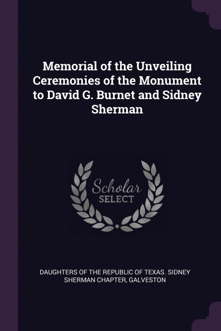 MEMORIAL OF THE UNVEILING CEREMONIES OF THE MONUMENT TO DAVI