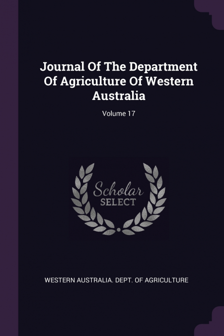 JOURNAL OF THE DEPARTMENT OF AGRICULTURE OF WESTERN AUSTRALI