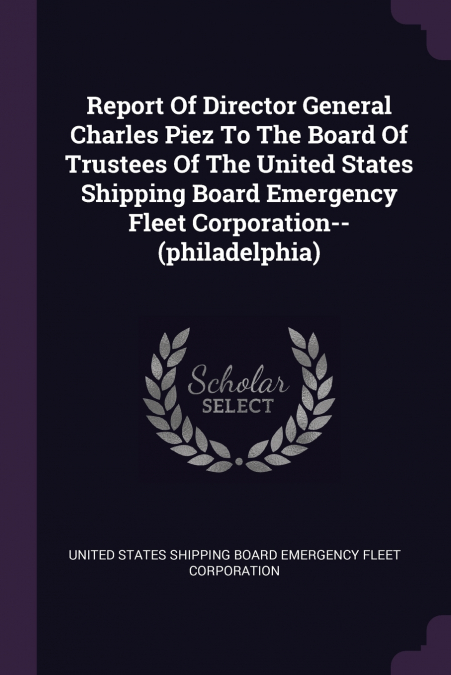 REPORT OF DIRECTOR GENERAL CHARLES PIEZ TO THE BOARD OF TRUS