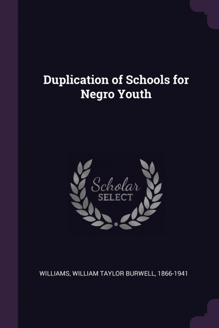 DUPLICATION OF SCHOOLS FOR NEGRO YOUTH