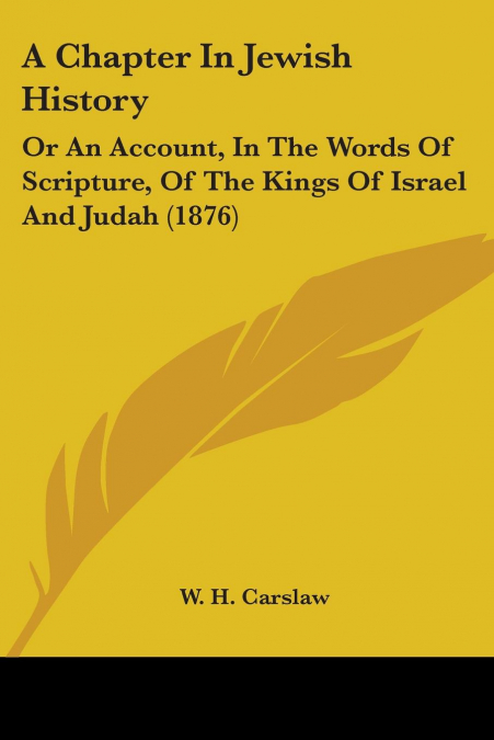 A CHAPTER IN JEWISH HISTORY