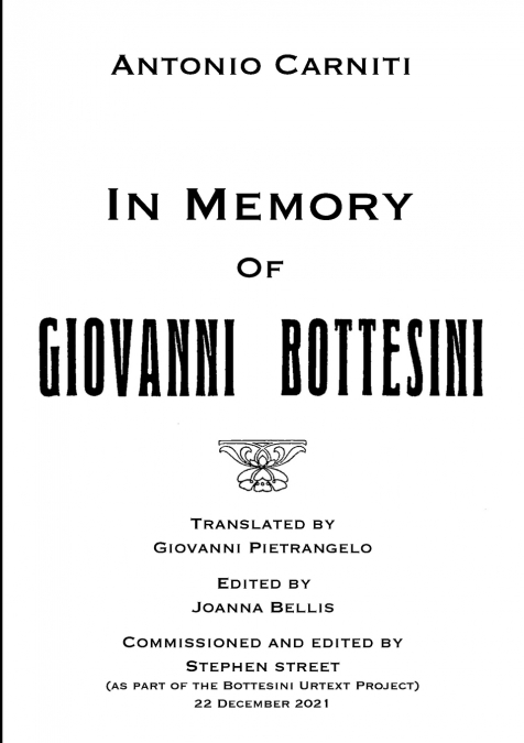 IN MEMORY OF GIOVANNI BOTTESINI