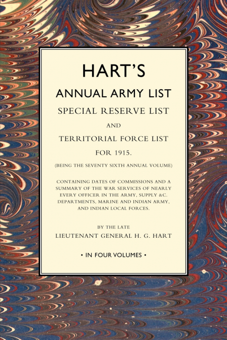 HART`S ANNUAL ARMY LIST 1915 VOLUME 3