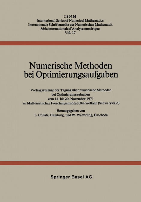 NUMERISCHE METHODEN BEI OPTIMIERUNGSAUFGABEN