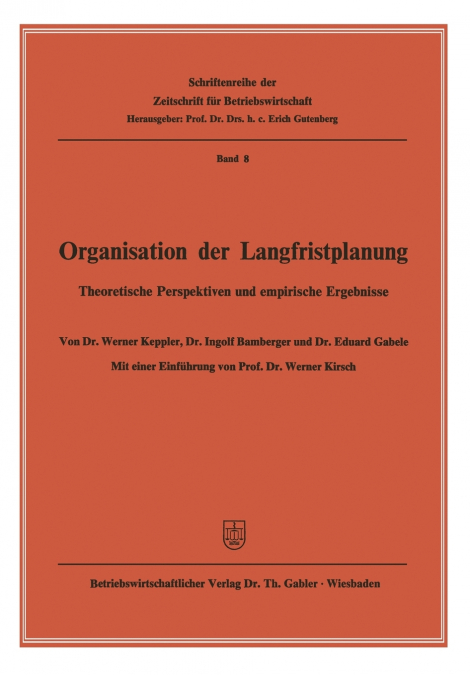 ORGANISATION DER LANGFRISTPLANUNG