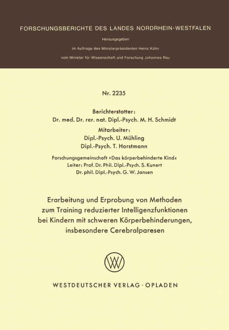 ERARBEITUNG UND ERPROBUNG VON METHODEN ZUM TRAINING REDUZIER