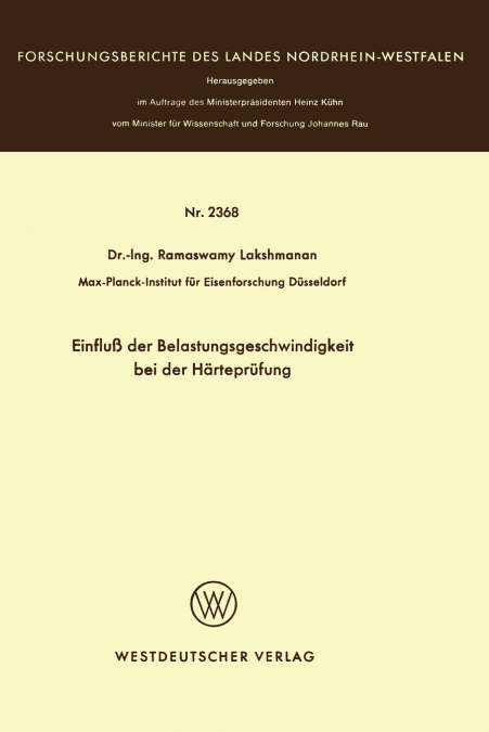 EINFLU� DER BELASTUNGSGESCHWINDIGKEIT BEI DER HARTEPRUFUNG
