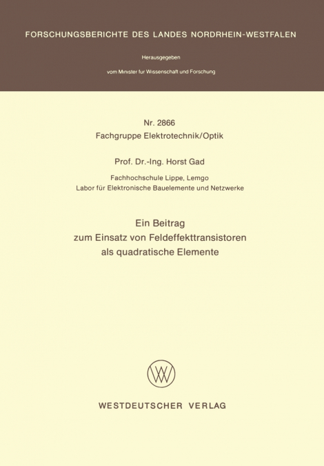 EIN BEITRAG ZUM EINSATZ VON FELDEFFEKTTRANSISTOREN ALS QUADR