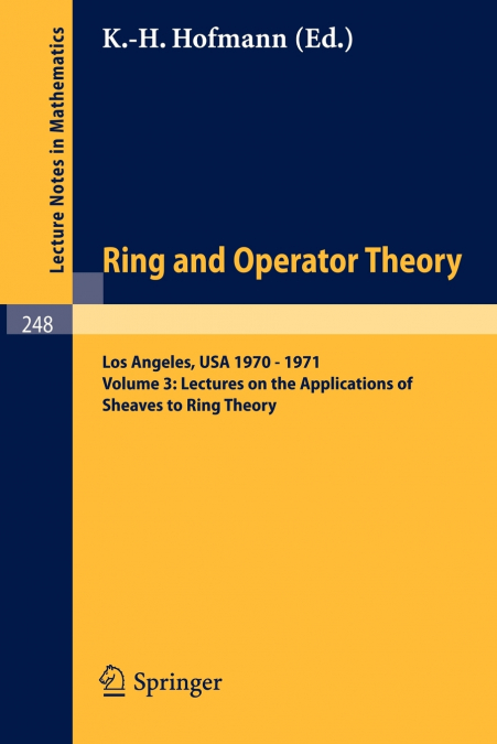 TULANE UNIVERSITY RING AND OPERATOR THEORY YEAR, 1970-1971