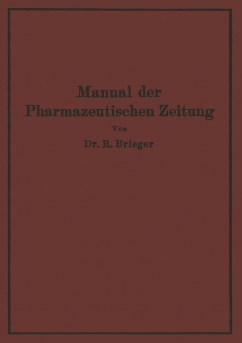 MANUAL DER PHARMAZEUTISCHEN ZEITUNG