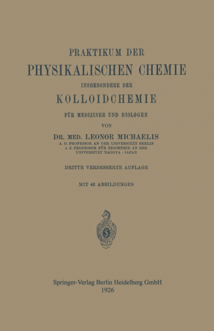 PRAKTIKUM DER PHYSIKALISCHEN CHEMIE INSBESONDERE DER KOLLOID