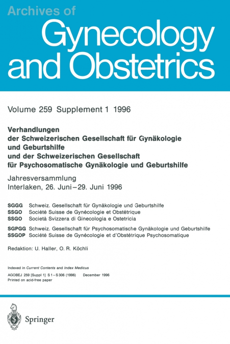 VERHANDLUNGEN DER SCHWEIZERISCHEN GESELLSCHAFT FUR GYNAKOLOG