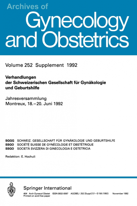 VERHANDLUNGEN DER SCHWEIZERISCHEN GESELLSCHAFT FUR GYNAKOLOG