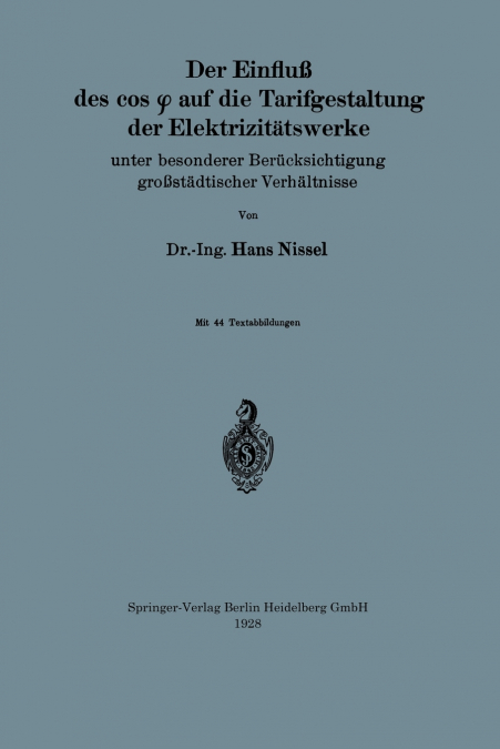 DER EINFLUSS DES COS AUF DIE TARIFGESTALTUNG DER ELEKTRIZITA