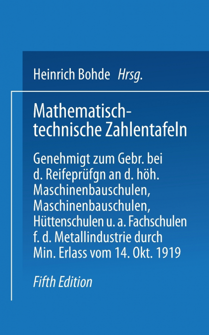 MATHEMATISCH-TECHNISCHE ZAHLENTAFELN