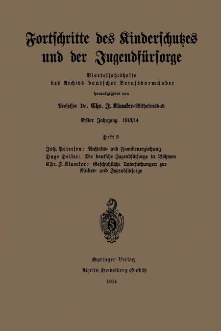 FORTSCHRITTE DES KINDERSCHUTZES UND DER JUGENDFURSORGE