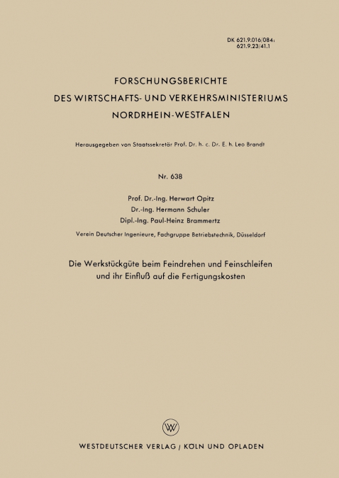 DIE WERKSTUCKGUTE BEIM FEINDREHEN UND FEINSCHLEIFEN UND IHR