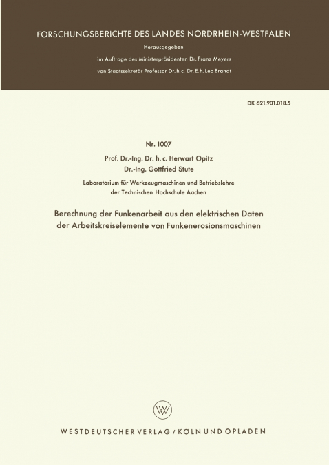 BERECHNUNG DER FUNKENARBEIT AUS DEN ELEKTRISCHEN DATEN DER A
