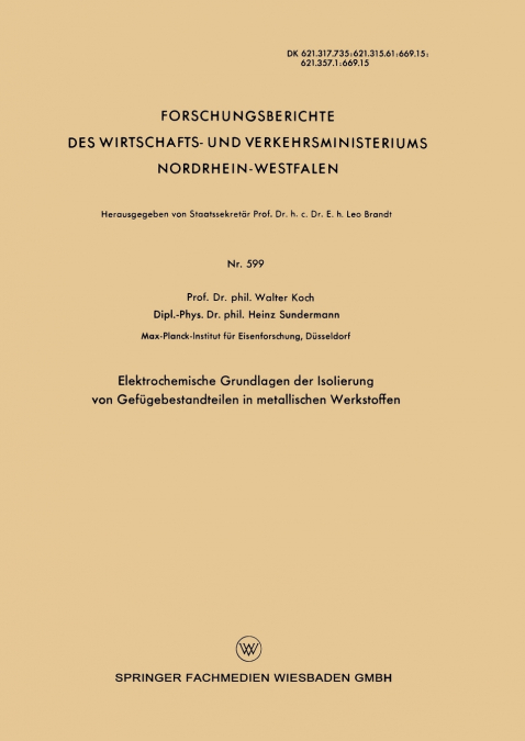 ELEKTROCHEMISCHE GRUNDLAGEN DER ISOLIERUNG VON GEFUGEBESTAND