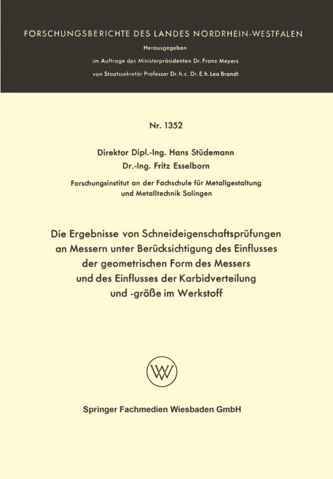 DIE ERGEBNISSE VON SCHNEIDEIGENSCHAFTSPRUFUNGEN AN MESSERN U