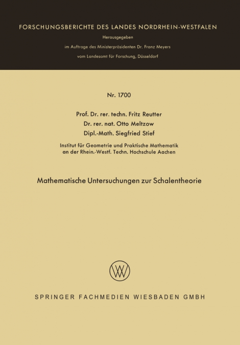 MATHEMATISCHE UNTERSUCHUNGEN ZUR SCHALENTHEORIE