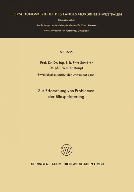 ZUR ERFORSCHUNG VON PROBLEMEN DER BILDSPEICHERUNG