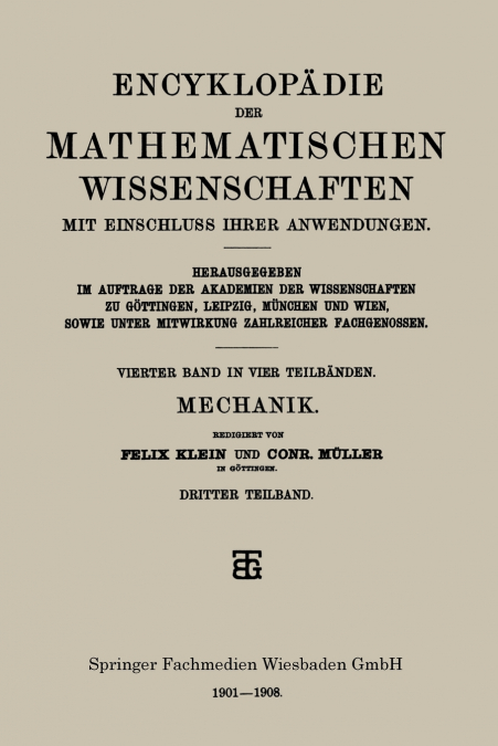 ENCYKLOPADIE DER MATHEMATISCHEN WISSENSCHAFTEN MIT EINSCHLUS